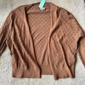 Cielo Diamond Pattern Brown Open Knit Cardigan — XL — NWOT